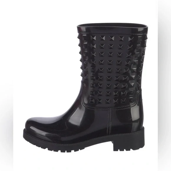 VALENTINO Rock Stud Glossy Rubber Rainboots - Size 9 - Picture 7 of 16
